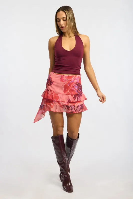 Orange Abstract Asymmetric Skirt High Waisted Scarf Hem Relaxed Fi sold by Ally Fashion