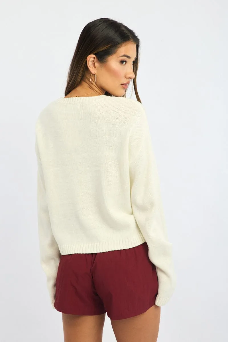White Cherry Knit Top Long Sleeve sold by Ally Fashion product image thumbnail 5