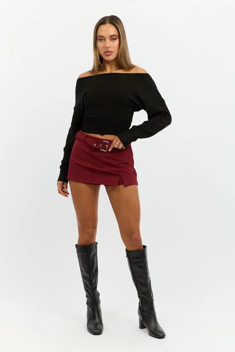 Black Knit Top Off Shoulder Long Sleeve sold by Ally Fashion product image thumbnail 2
