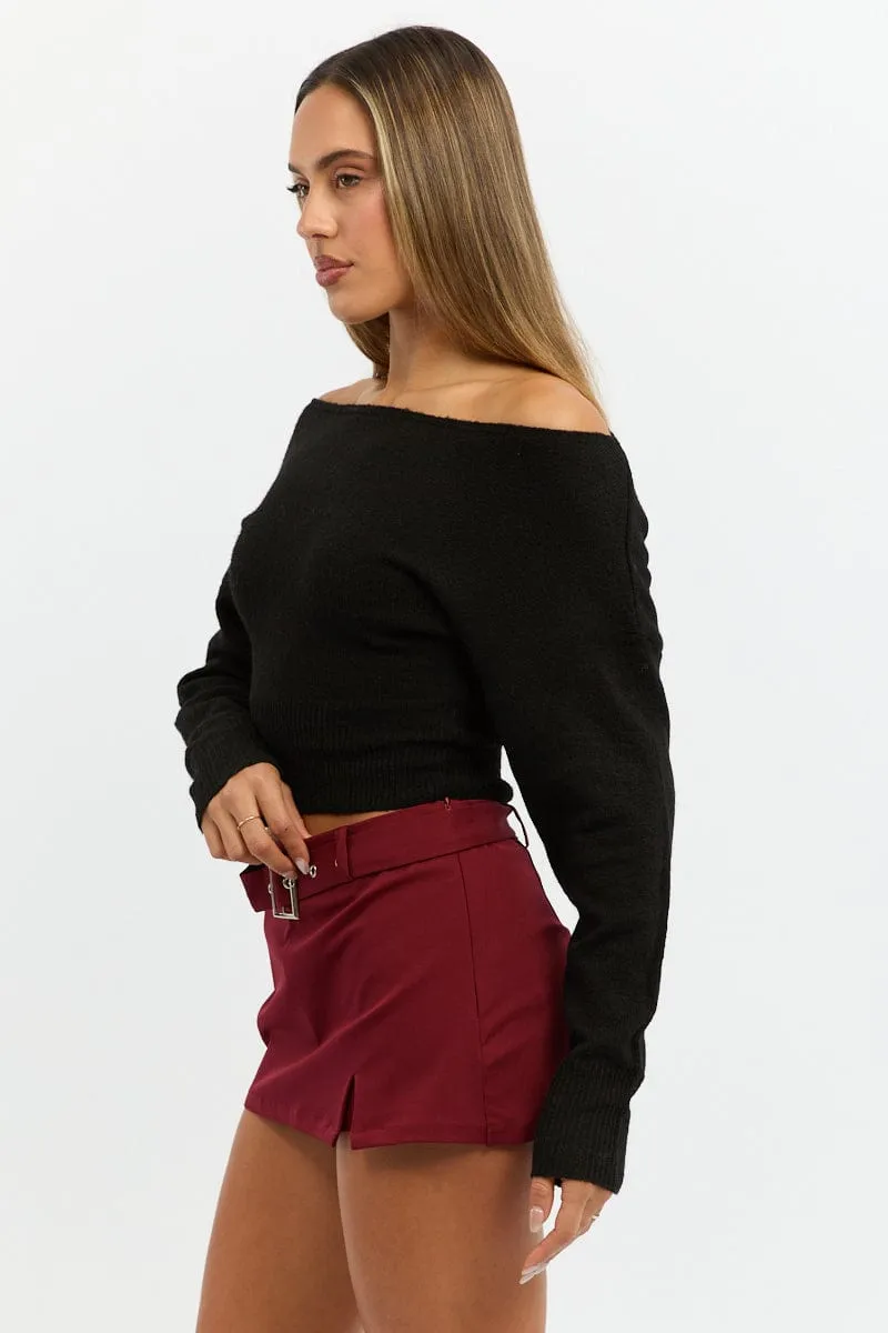 Black Knit Top Off Shoulder Long Sleeve sold by Ally Fashion product image thumbnail 3