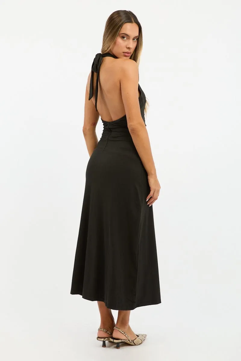 Black Halter Neck Midi Dress sold by Ally Fashion product image thumbnail 4