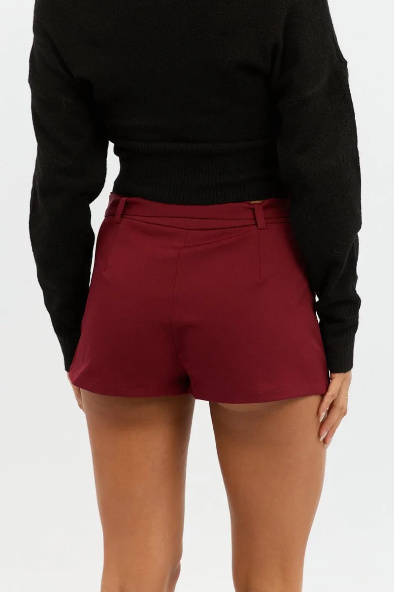 Red Mini Skort Belted sold by Ally Fashion product image thumbnail 4