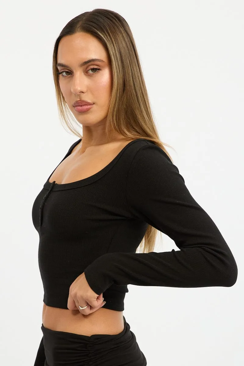 Black Top Square Neck Long Sleeve sold by Ally Fashion product image thumbnail 3