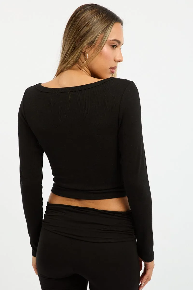 Black Top Square Neck Long Sleeve sold by Ally Fashion product image thumbnail 4
