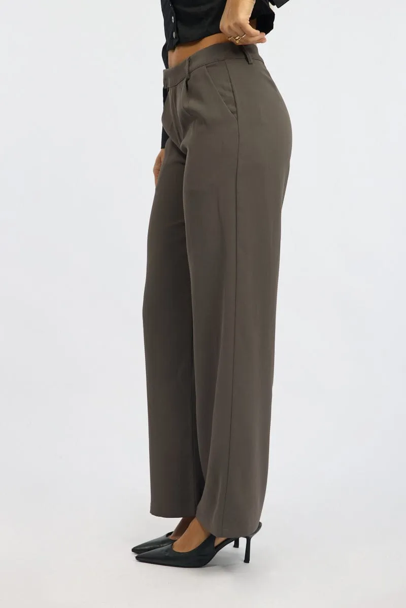 Grey Wide Leg Pants Mid Rise sold by Ally Fashion product image thumbnail 4
