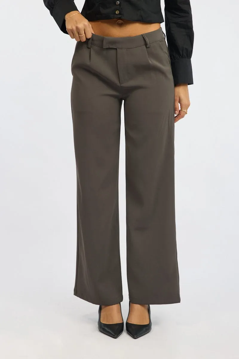 Grey Wide Leg Pants Mid Rise sold by Ally Fashion product image thumbnail 2