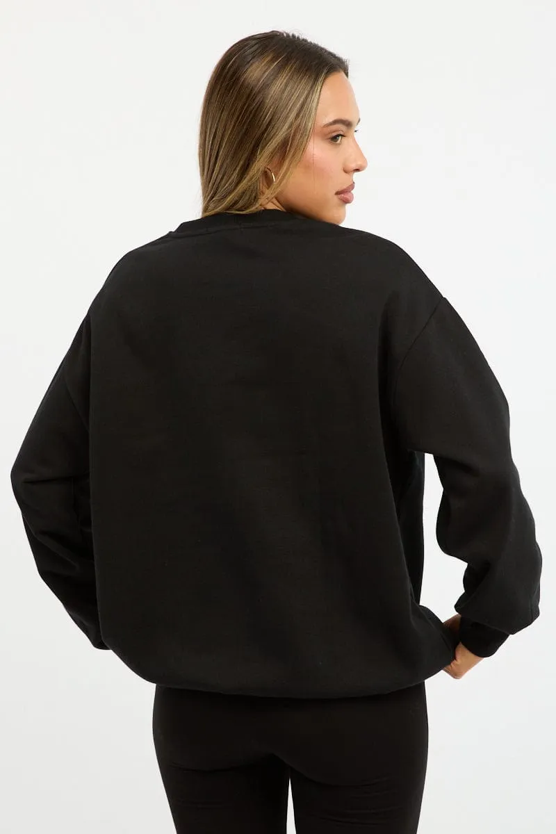 Black Graphic Sweater Long Sleeve sold by Ally Fashion product image thumbnail 4