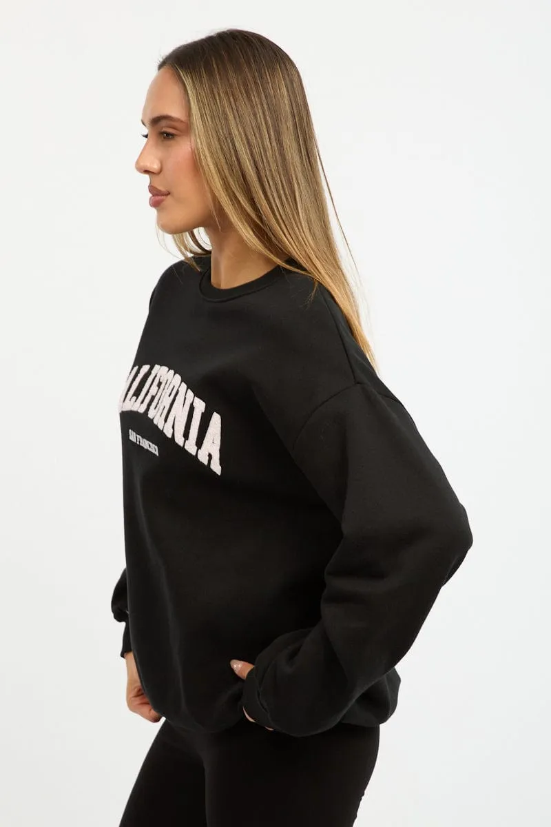 Black Graphic Sweater Long Sleeve sold by Ally Fashion product image thumbnail 3