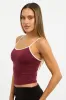 Red Singlet Top Contrast Binding Seamless sold by Ally Fashion