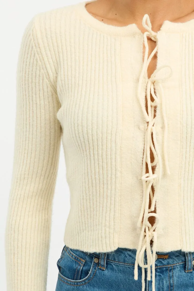 Yellow Knit Cardigan Tie Up Long Sleeve sold by Ally Fashion product image thumbnail 5