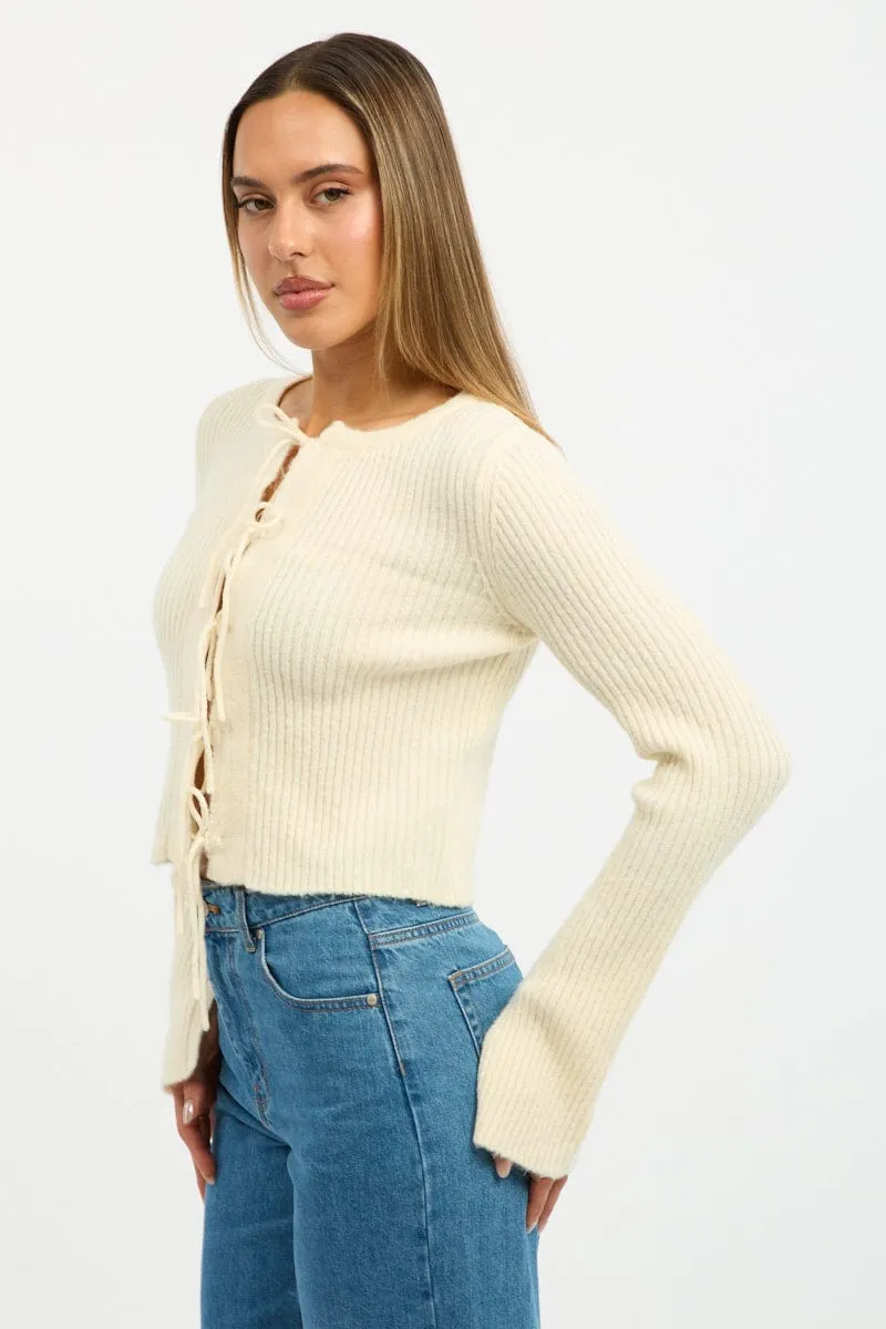 Yellow Knit Cardigan Tie Up Long Sleeve sold by Ally Fashion product image thumbnail 3