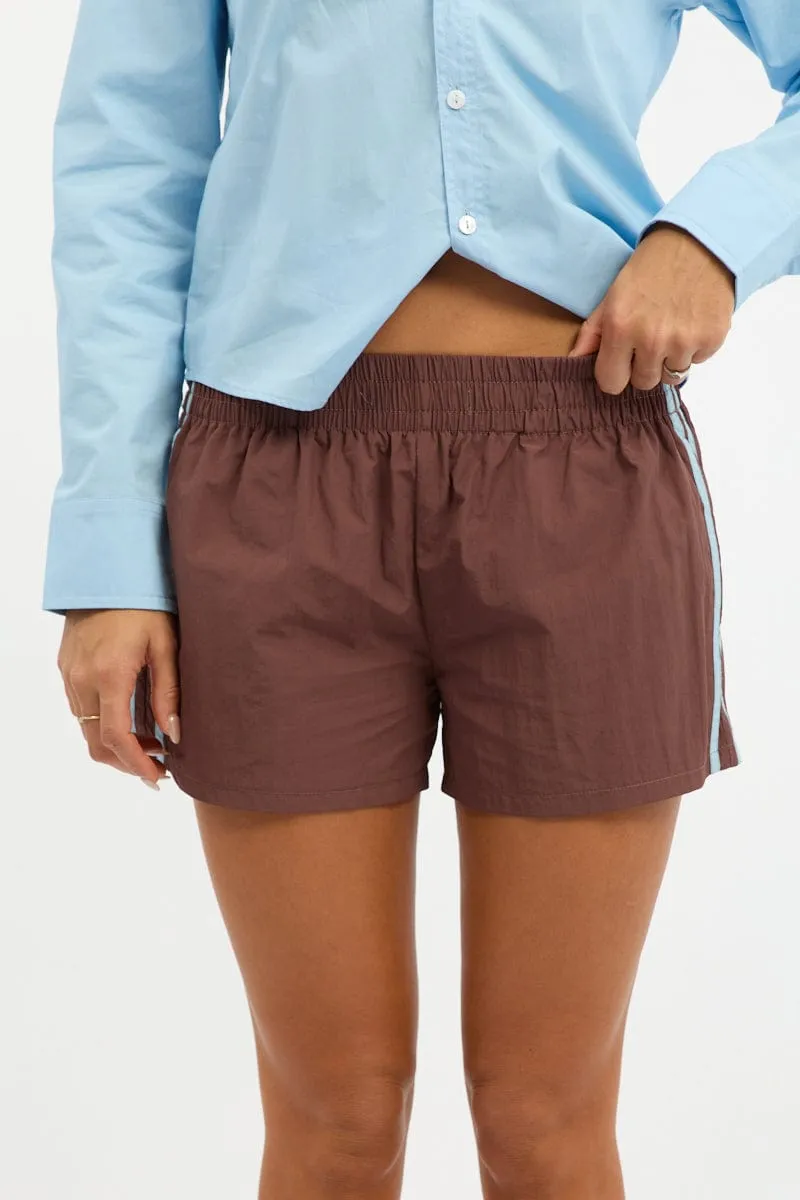 Brown Track Shorts Mid Rise sold by Ally Fashion