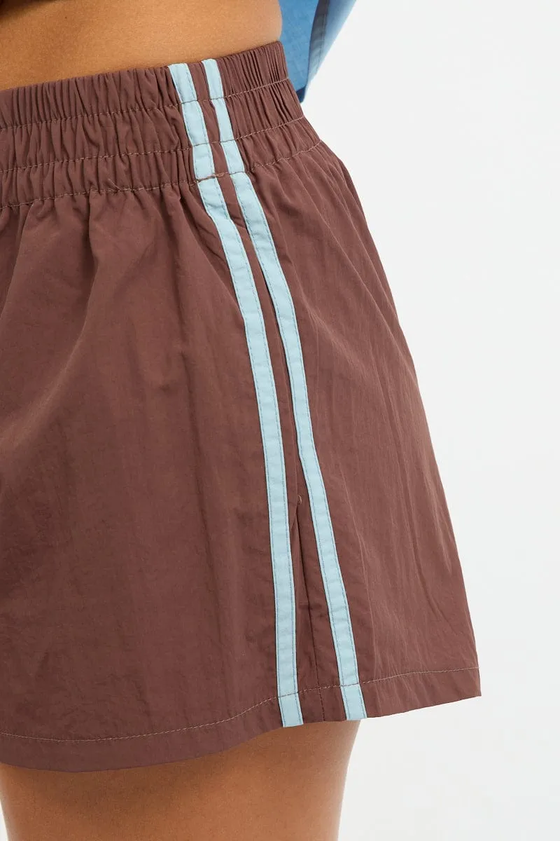 Brown Track Shorts Mid Rise sold by Ally Fashion product image thumbnail 5