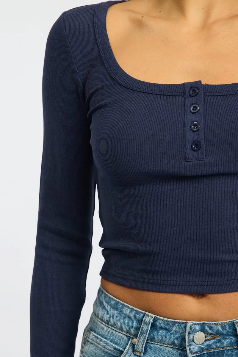 Blue Top Square Neck Long Sleeve sold by Ally Fashion product image thumbnail 5