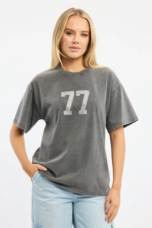 Grey Graphic Tee Short Sleeve sold by Ally Fashion
