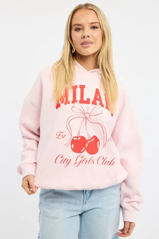 Pink Graphic Sweater Long Sleeve sold by Ally Fashion