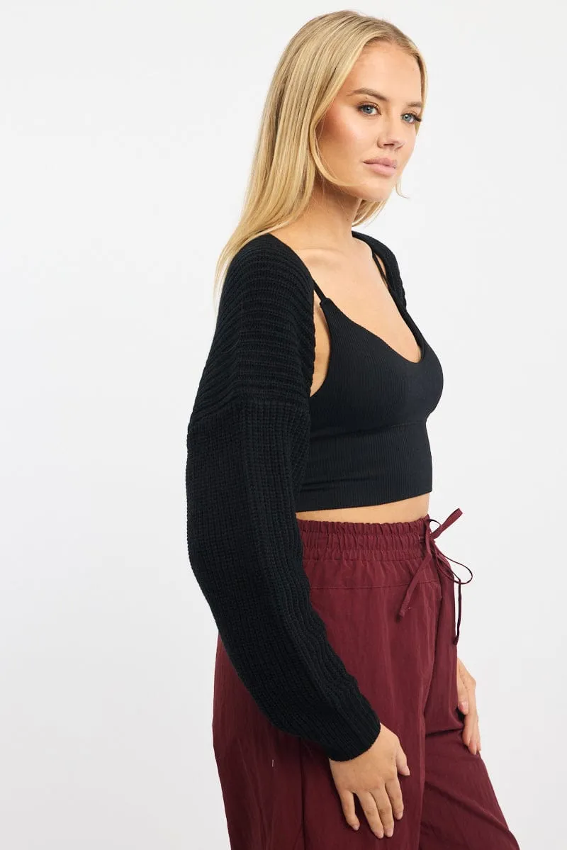 Black Knit Shrug sold by Ally Fashion product image thumbnail 3