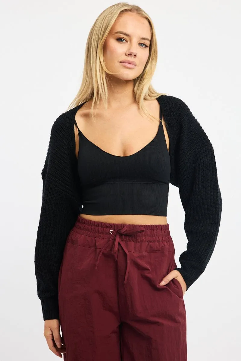 Black Knit Shrug sold by Ally Fashion