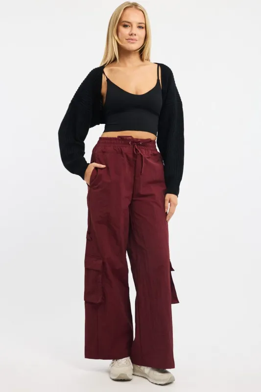 Red Cargo Pants High Rise sold by Ally Fashion