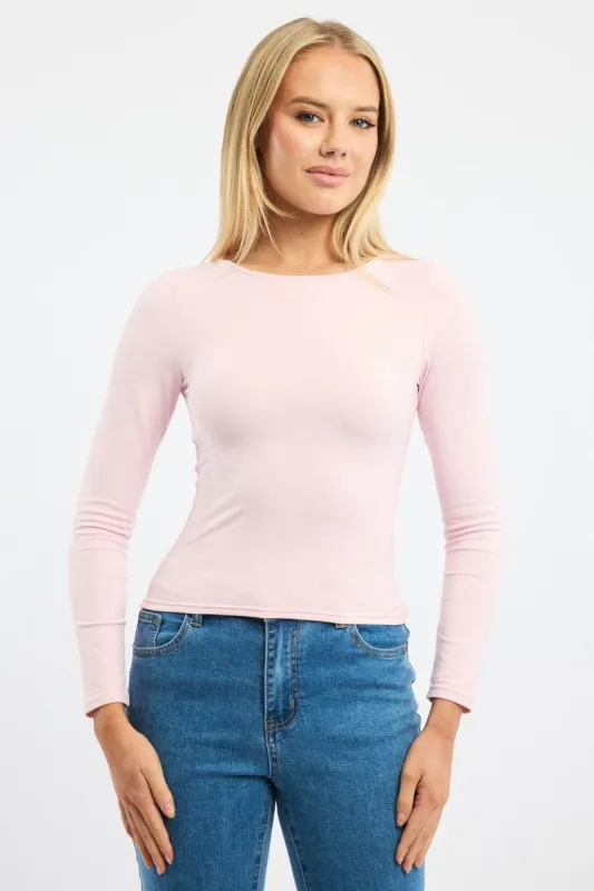 Pink Supersoft Fleece Top Long Sleeve sold by Ally Fashion