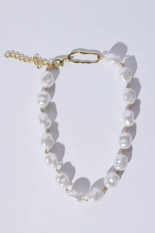 White Faux Pearl Choker Necklace sold by Ally Fashion