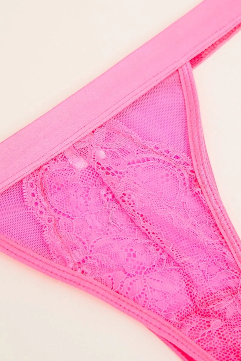 Pink Lace Underwire Lingerie Set sold by Ally Fashion product image thumbnail 4