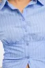 Blue Stripe Fitted Shirt Long Sleeve Collared Shirred Back sold by Ally Fashion