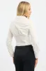 White Fitted Shirt Long Sleeve Collared Shirred Back sold by Ally Fashion