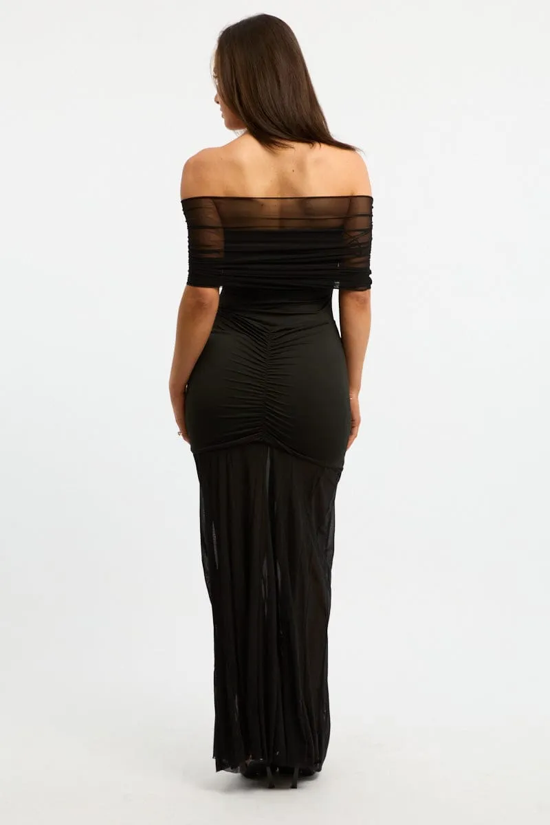 Black Off Shoulder Maxi Dress Mesh sold by Ally Fashion product image thumbnail 4