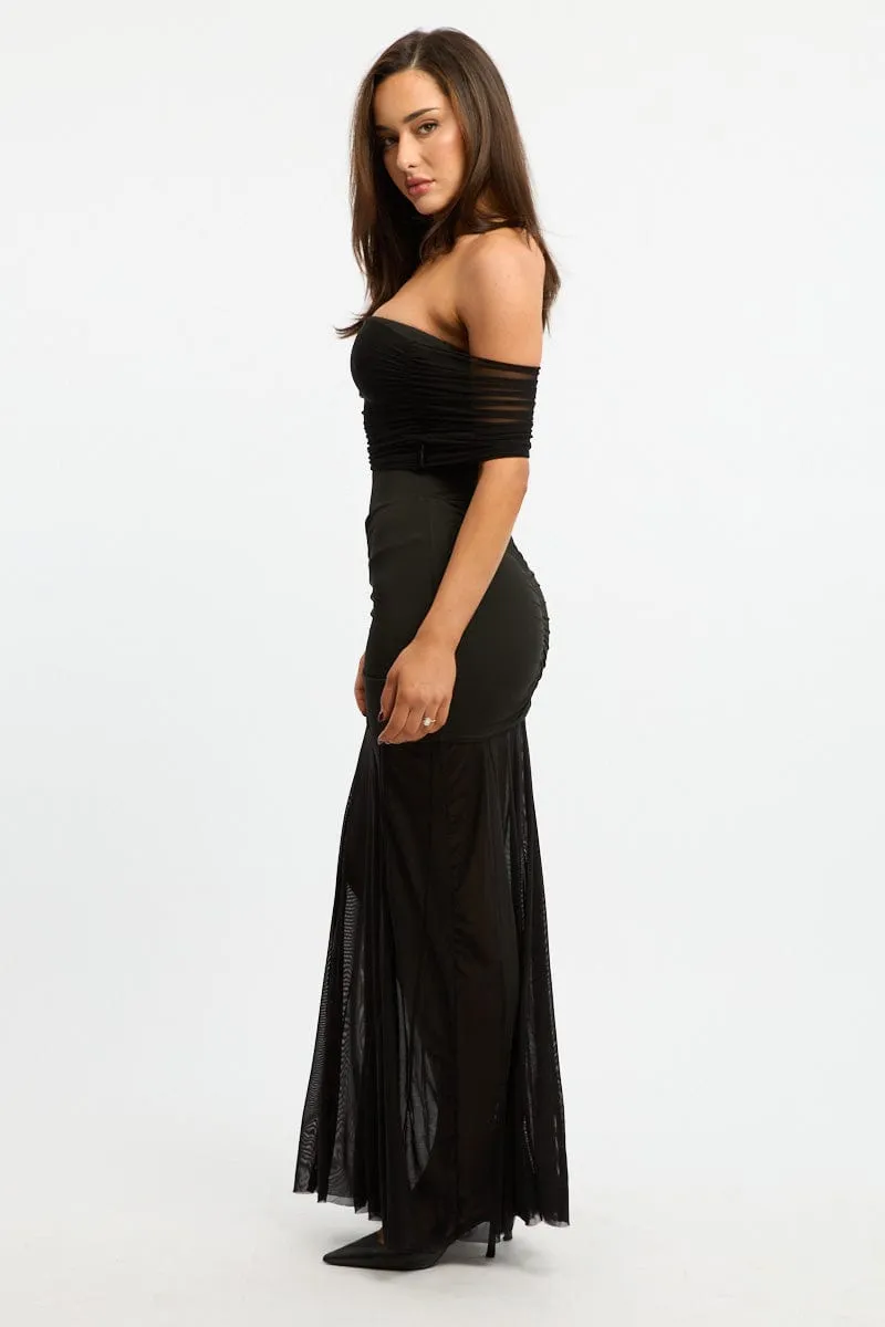Black Off Shoulder Maxi Dress Mesh sold by Ally Fashion product image thumbnail 3