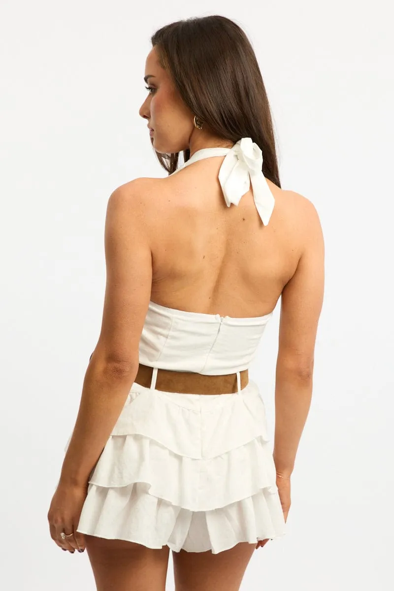 White Frilled Playsuit Halter Neck sold by Ally Fashion product image thumbnail 4