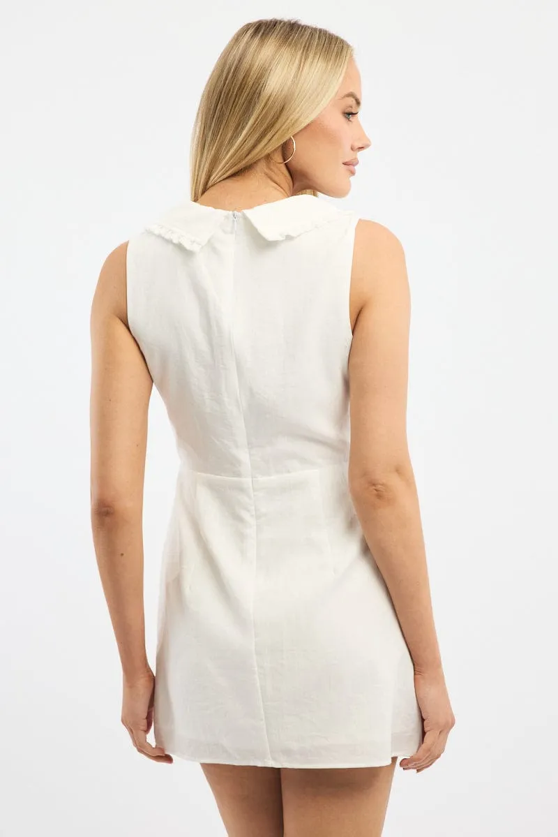 White Mini Dress Peter Pan Collar sold by Ally Fashion product image thumbnail 4