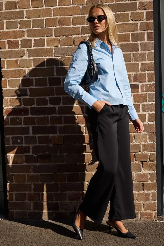 Black Wide Leg Pants Mid Rise sold by Ally Fashion