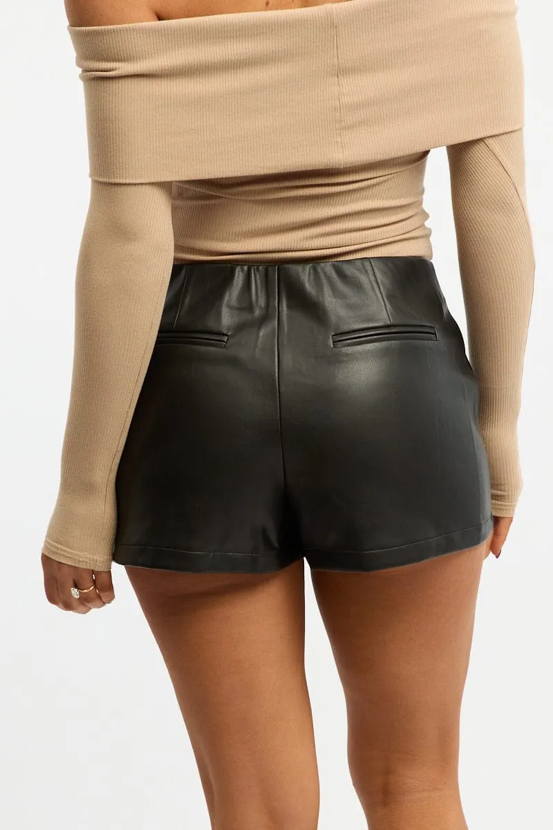 Black Skort Mini Skirt Faux Leather sold by Ally Fashion product image thumbnail 4