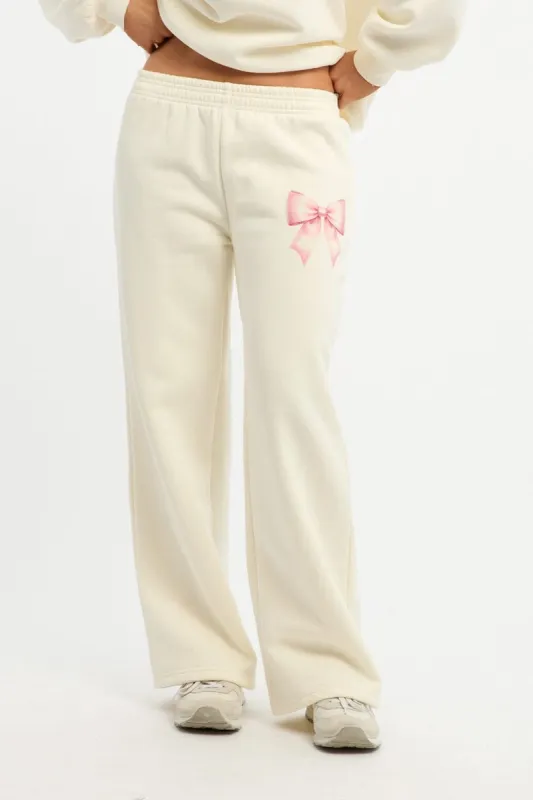 White Track Pants Wide Leg sold by Ally Fashion