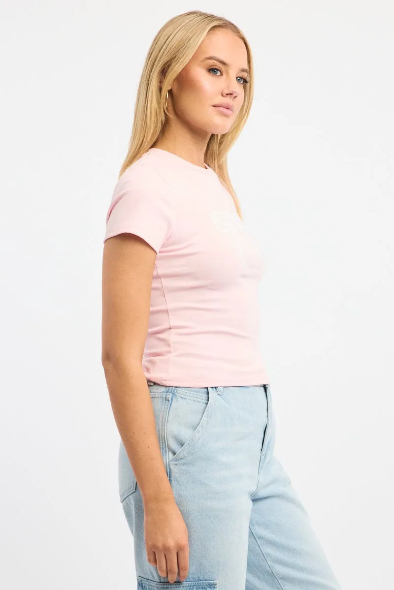 Pink Graphic Tee Short Sleeve sold by Ally Fashion product image thumbnail 3
