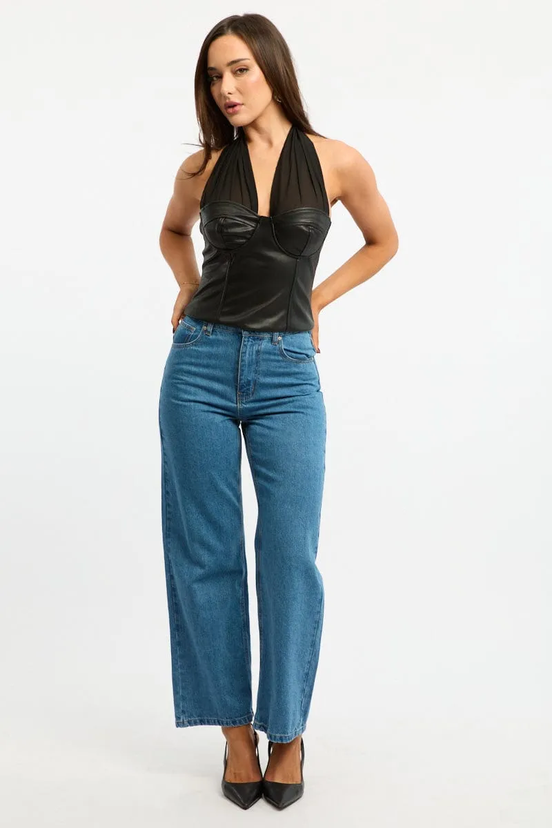 Black Scarf Top Sleeveless Halter Neck Pu Corset sold by Ally Fashion product image thumbnail 2