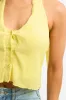 Yellow Scarf Top Sleeveless Halter Plisse Vest Detail sold by Ally Fashion