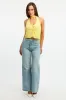 Yellow Scarf Top Sleeveless Halter Plisse Vest Detail sold by Ally Fashion