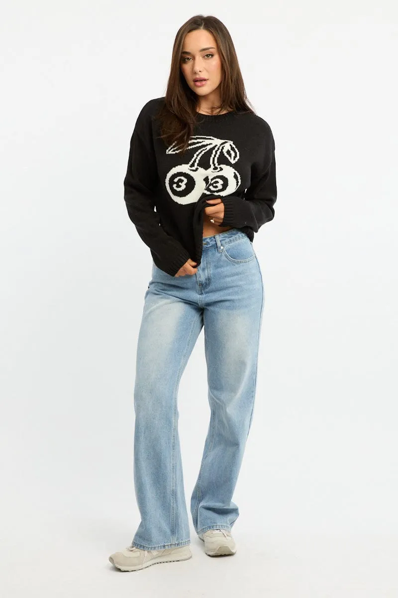 Black Cherry Knit Top Long Sleeve sold by Ally Fashion product image thumbnail 2