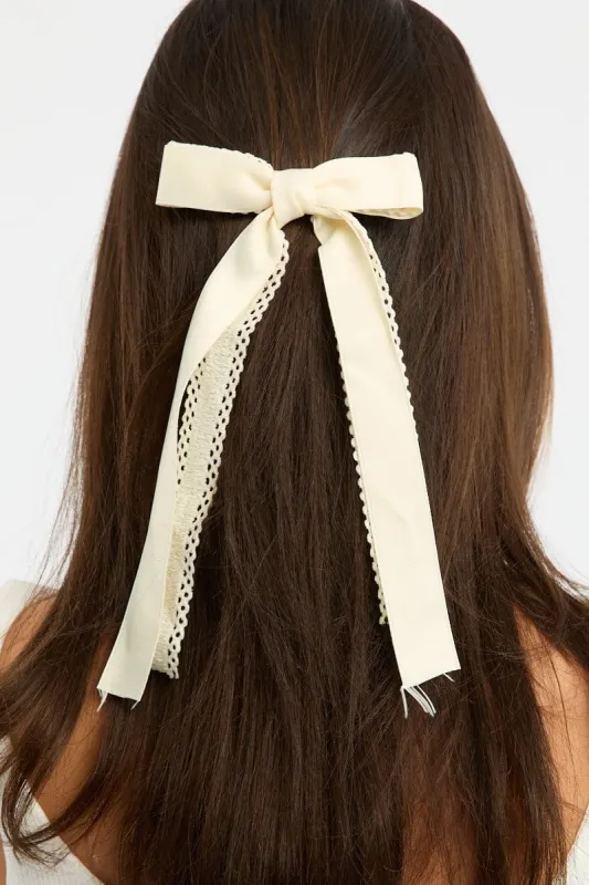 White Bow Hair Clips sold by Ally Fashion