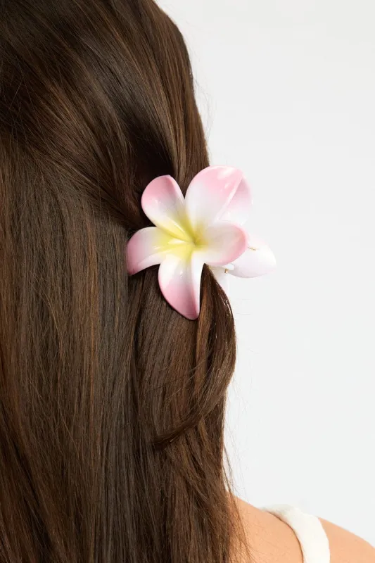 Pink Hibiscus Flower Claw Clip sold by Ally Fashion