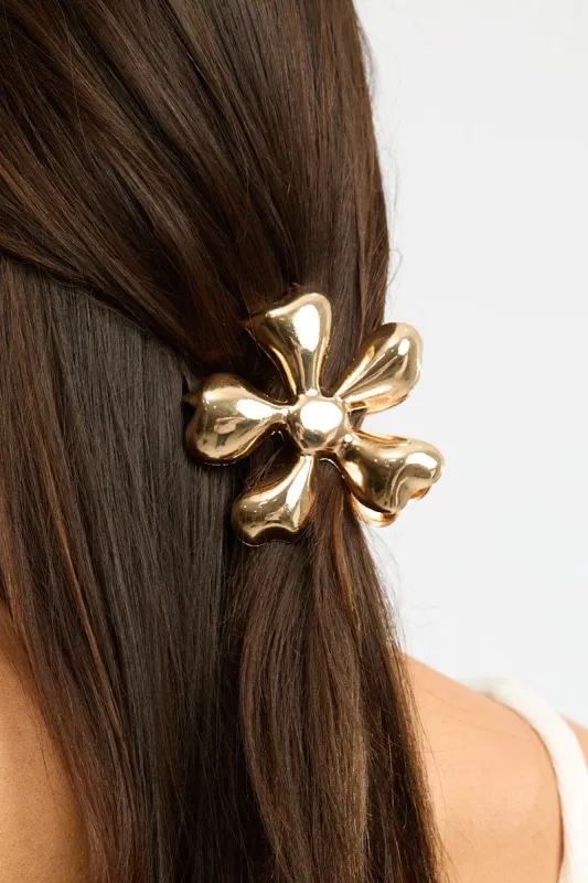 Gold Flower Claw Clip sold by Ally Fashion