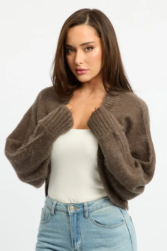 Grey Oversized Knit Cardigan Long Sleeve sold by Ally Fashion