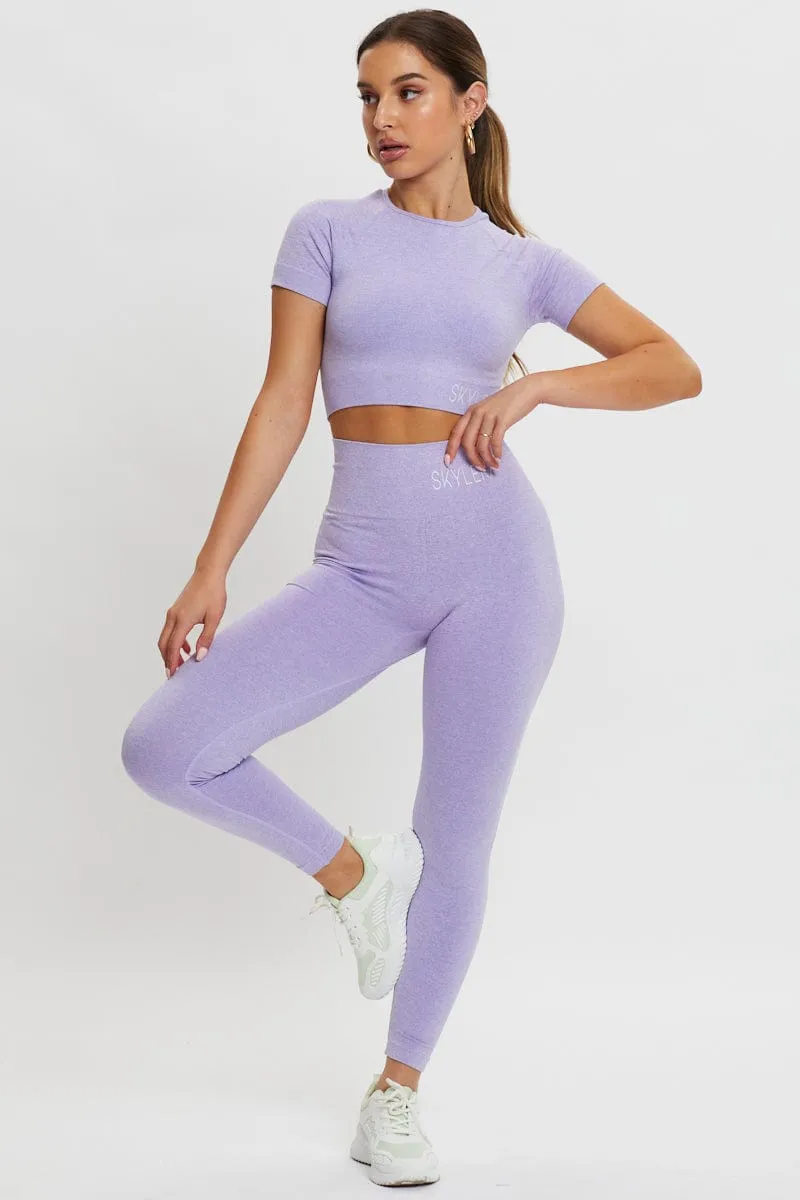 Purple Fitted Seamless Cropped T Shirt sold by Ally Fashion product image thumbnail 5