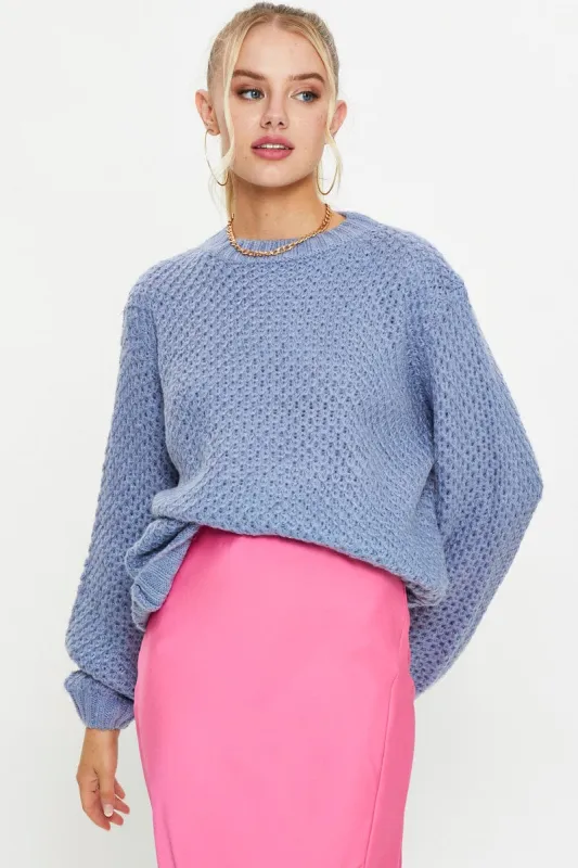 Blue Long Sleeve Knit sold by Ally Fashion