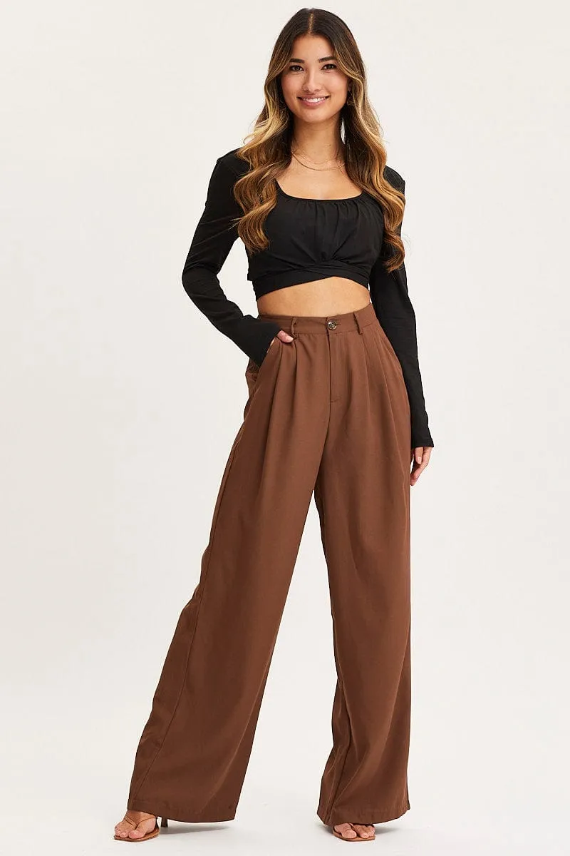 Black Tie Back Top Long Sleeve Crop sold by Ally Fashion product image thumbnail 2