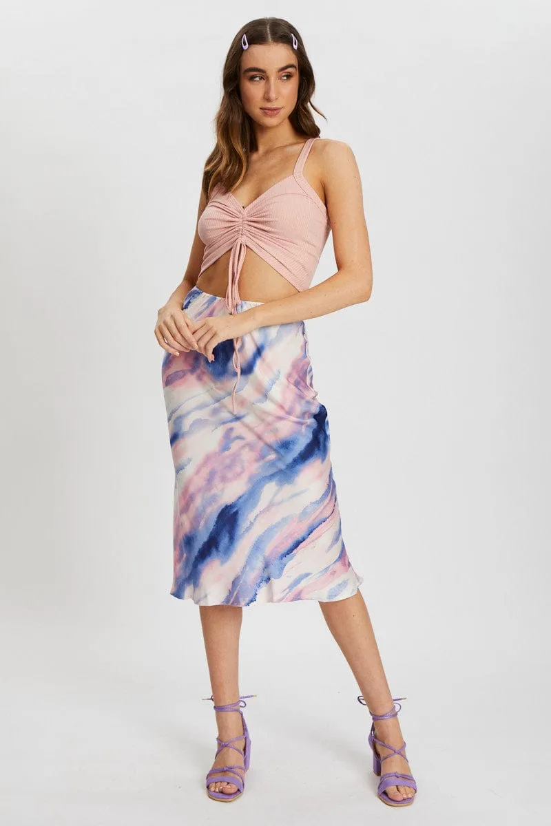 Pink Ribbed Ruche Front Singlet sold by Ally Fashion product image thumbnail 3