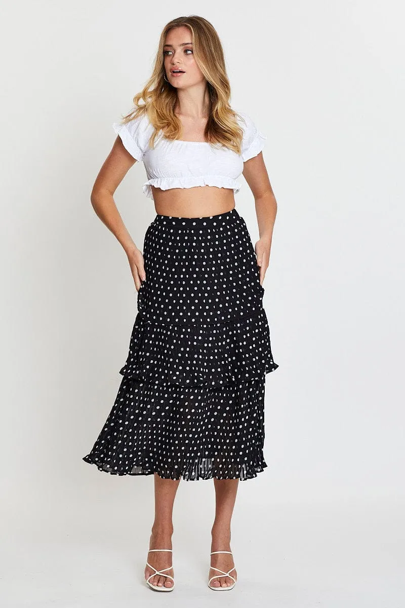 White Puff Sleeve Jersey Off Shoulder Bardot Ruffle Hem sold by Ally Fashion product image thumbnail 2