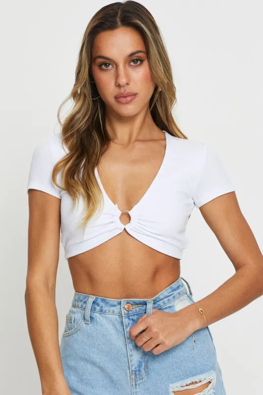 White Crop Top Short Sleeve sold by Ally Fashion